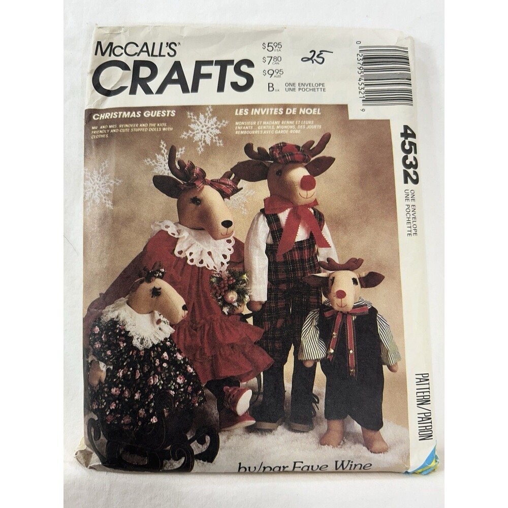 Vintage McCall's Craft Pattern 1989 Christmas Guests Deer 4532 cut